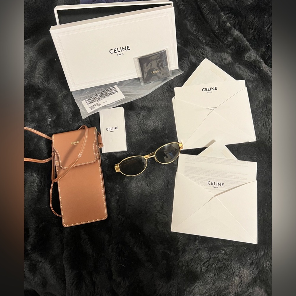 Celine Triomphe metal green and gold sunglasses